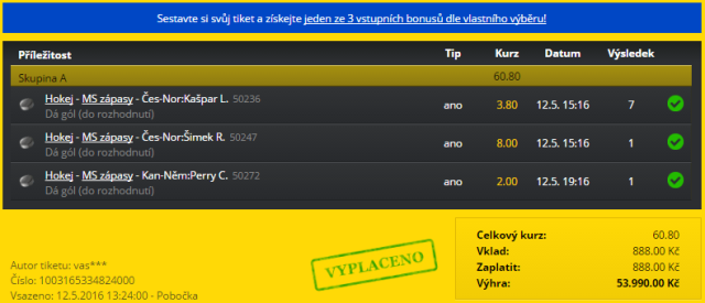 TOP tikety: Střelci na MS vydělávají lidem statisíce týdně