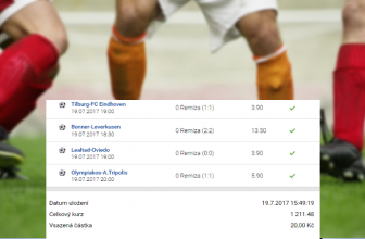 Tiket týdne: Sázkař vsadil za dvacku a vyhrál 24.229,- Kč!