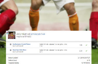 Rozbor tiketu: 4 góly mu měly vynést 53.000,- Kč. Vyšlo to?