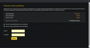 Převod peněz do online casina Fortuna