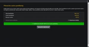 Převod peněz do online casina Fortuna