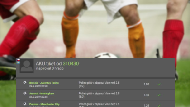 Analýza tiketu: Tip "padne více než 2,5 gólu" přinesl sázkaři odměnu téměř 50.000,- Kč!