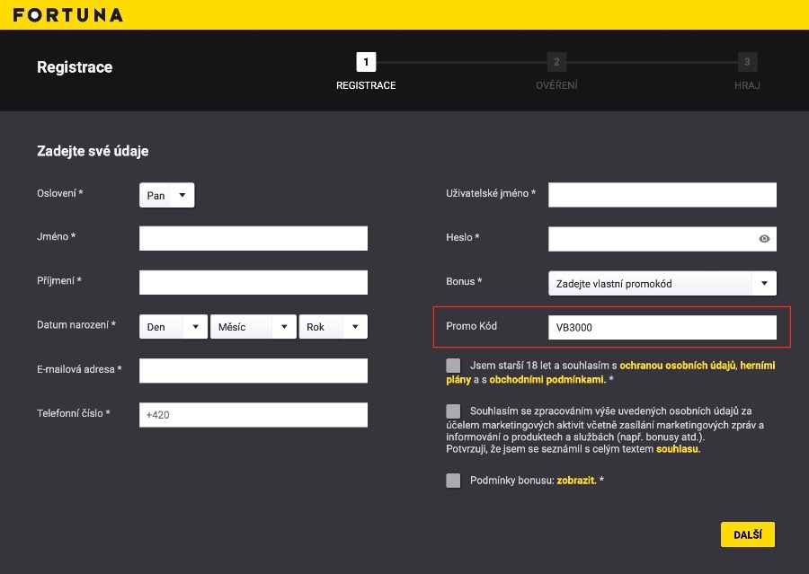 Registracni formular