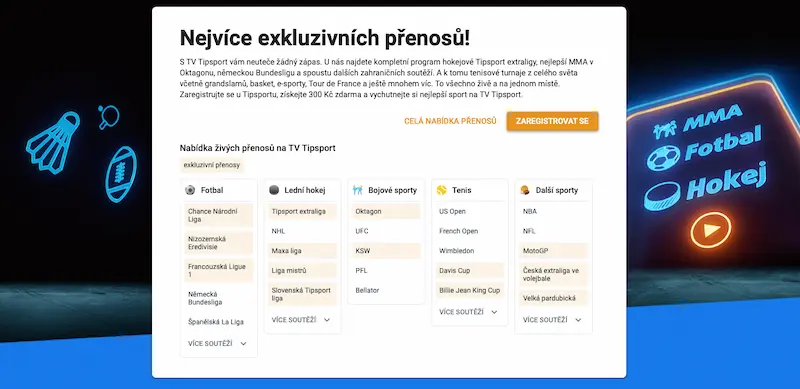 TV Tipsport: Streamy, co jinde neuvidíš! Největší sportovní online televize u nás