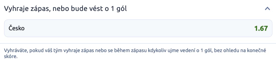 Češi vyhrají nebo povedou o gól