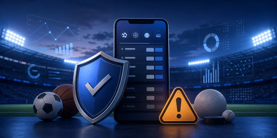 Kurzové sázení na mobilu se symbolem ochrany a upozorněním na rizika