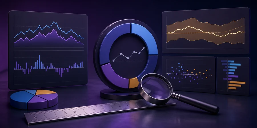 Analytické grafy růstu i poklesu používané k měření výsledků sázení