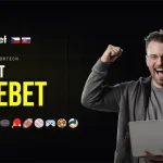 Grafika SportBeetu s nápisem Jak najít surebet, logy kanceláří a mužem se zdviženou pěstí